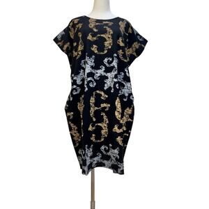 Sou Sou Cotton Printed Dress Japanese Black